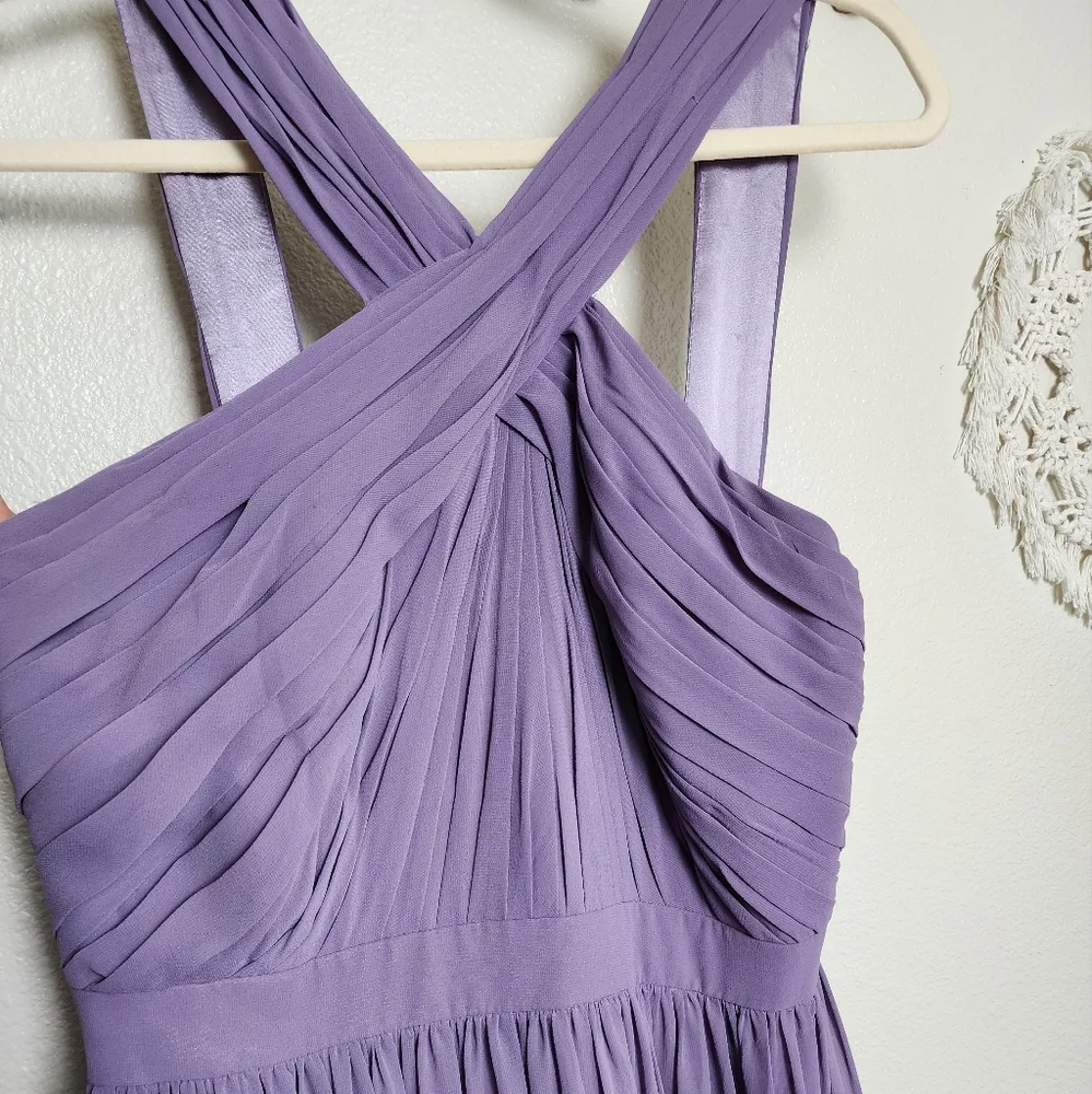 Monique Lhuillier Crisscross Chiffon Gown In Purple Women's Size 10